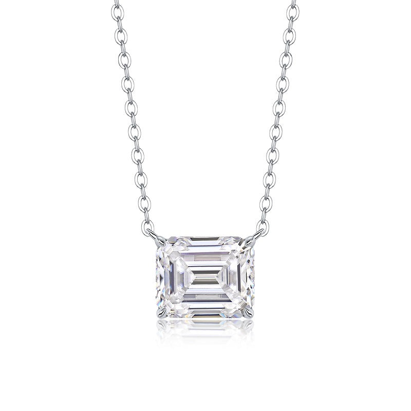 Mirage In The Mirror - A Trendy Diamond Pendant Necklace Set With Octagonal  Moissanite S925 Sterling Silver And Platinum Plating
