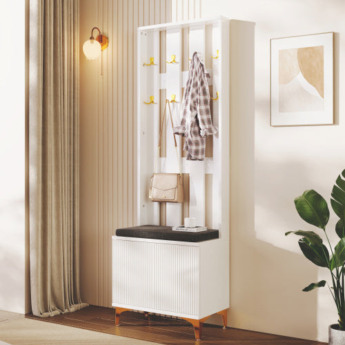 UK Local Wardrobe Set With Shoe Bench And Cushion, Wardrobe Front With Hooks, Shoe Cabinet With Drawers And Doors