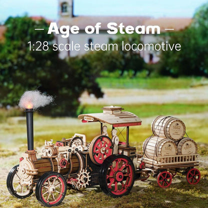 US Local ROKR 3D Wooden Puzzle Car Model Steam Engine Mechanical Teens Kids Birthday Gift