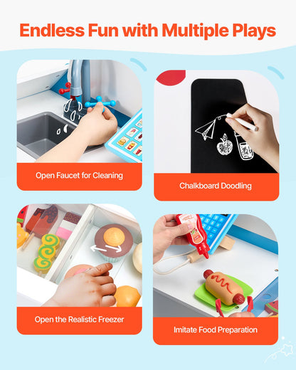 US Local Ice Cream Truck Wooden Playset Pretend Play Stand For Kids Aged 3-7