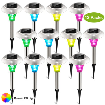 US Local 24 Pcs 12Pcs 8Pcs 4Pcs Solar Garden Lights IP44 Waterproof 7 Color Changing For Yard Driveway Walkway