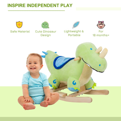 US Local Kids Plush Ride-On Rocking Horse Toy Dinosaur Ride on Rocker with Realistic Sounds