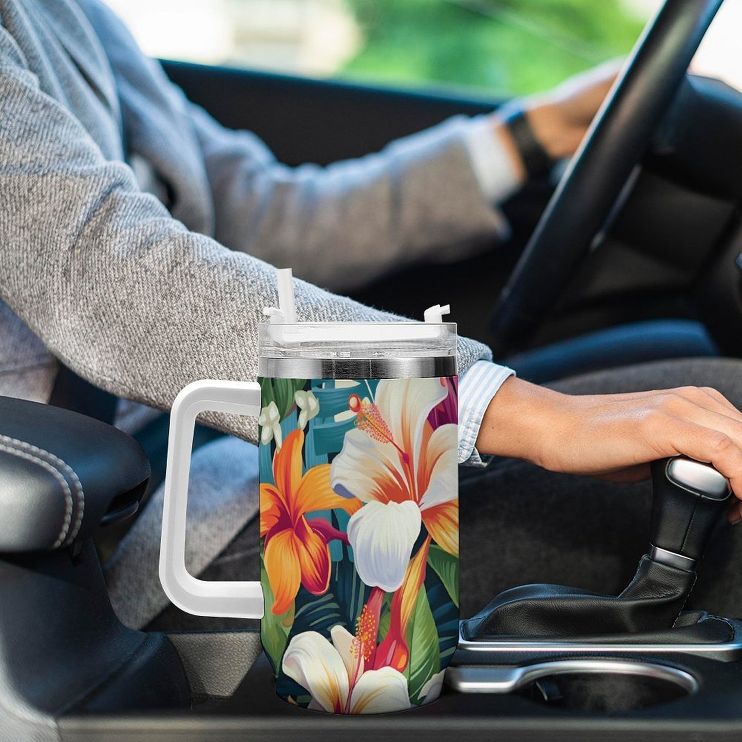 PHDT00360 POD US Local Tumbler 40 oz Large Capacity Car Cup Egg Blossom, Summer