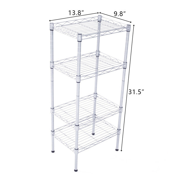 US Local Rectangular Four Story Household Storage Rack, Silver Gray
