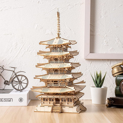US Local Robotime Five-storied Pagoda 3D Wooden Puzzle Toys For Children Kids Birthday Gift TGN02