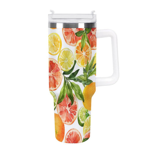 PHDT00526 POD US Local Tumbler 40oz Large Capacity Car Cup Fruits, Oranges Yellow