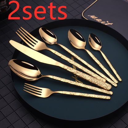 US Local Embossed Textured Handle Steak Cutlery Western Cutlery