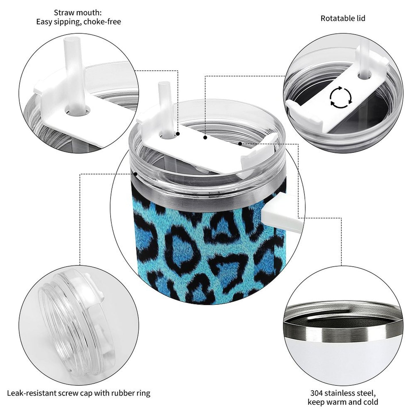 PHDT00400 POD US Local Tumbler 40 oz Large Capacity Car Cup Leopard