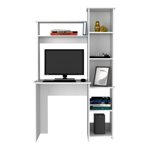 US Local Desk, Five Shelves, Two Superior Shelves, White