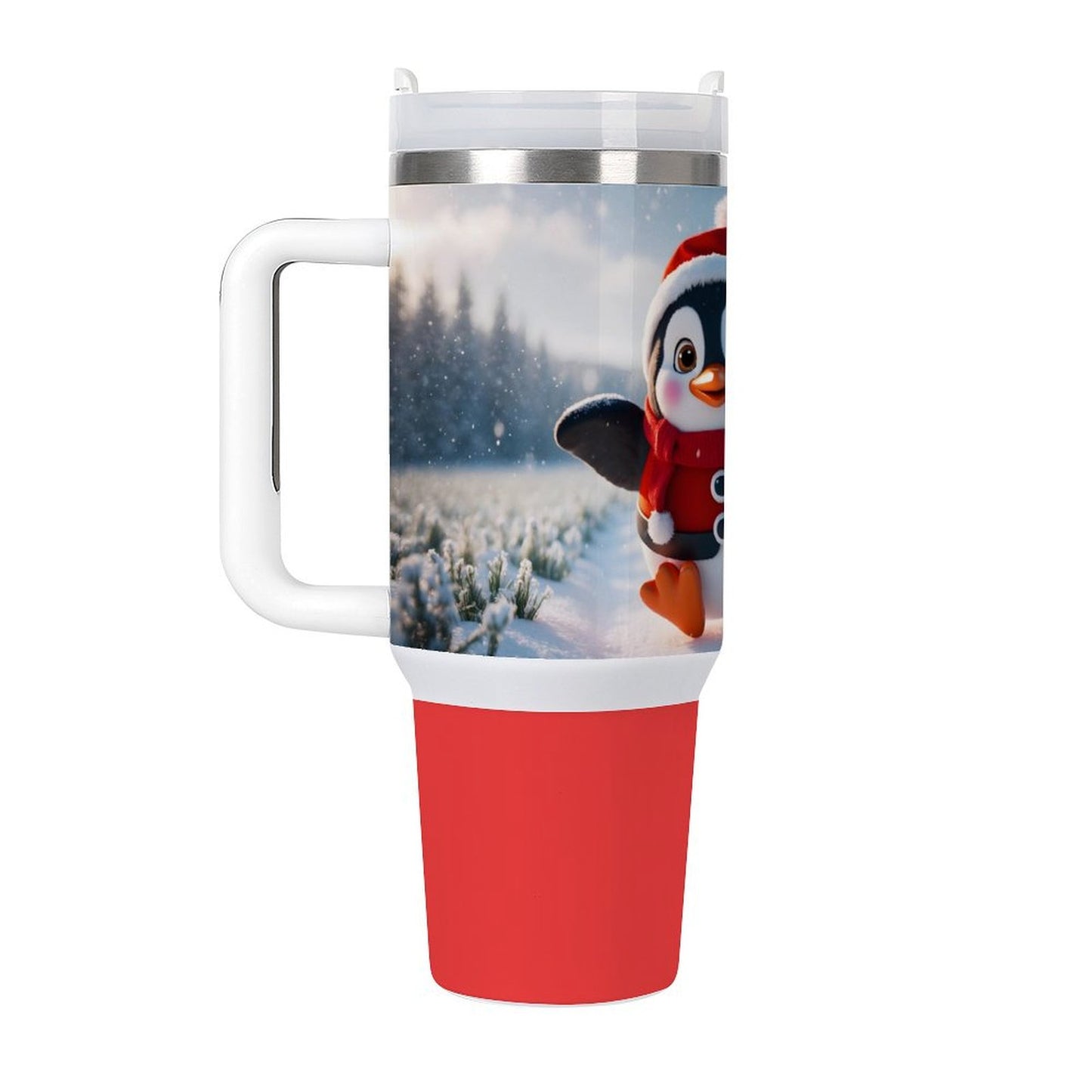 USA Local Large Capacity Car Cup Xmas Penguin_1 Red 40oz