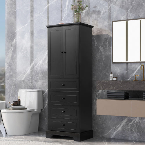 US Local Cabinet With 2 Doors And 4 Drawers For Bathroom, Office