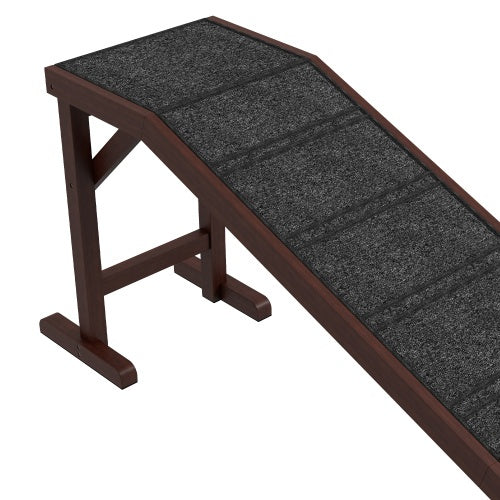US Local PawHut Dog Ramp For Bed, Pet Ramp For Dogs With Non-Slip Carpet And Top Platform, 74 X 16 X 25, Brown