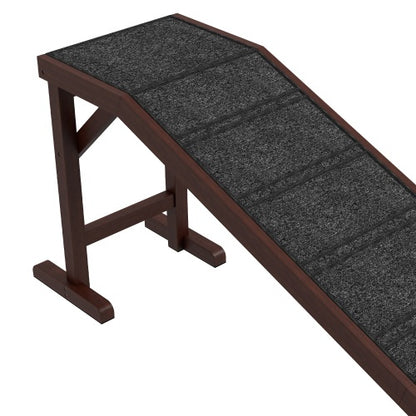 US Local PawHut Dog Ramp For Bed, Pet Ramp For Dogs With Non-Slip Carpet And Top Platform, 74 X 16 X 25, Brown