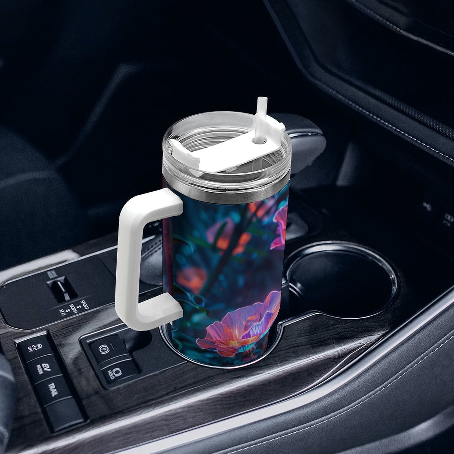 PHDT00139 POD US Local Tumbler 40 oz Large Capacity Car Cup Fluorescence, Flowers, Forests