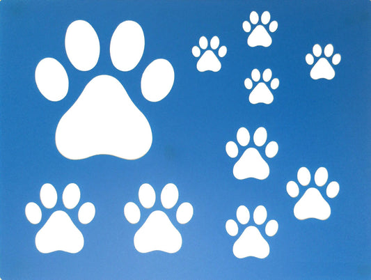 US Local Two Counts Dog Paw Cat Paw Print Stencils Sheet Template, Various Paw Print Sizes,