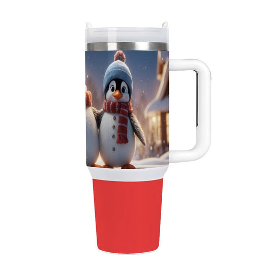 USA Local Large Capacity Car Cup Xmas Penguin_2 Red 40oz