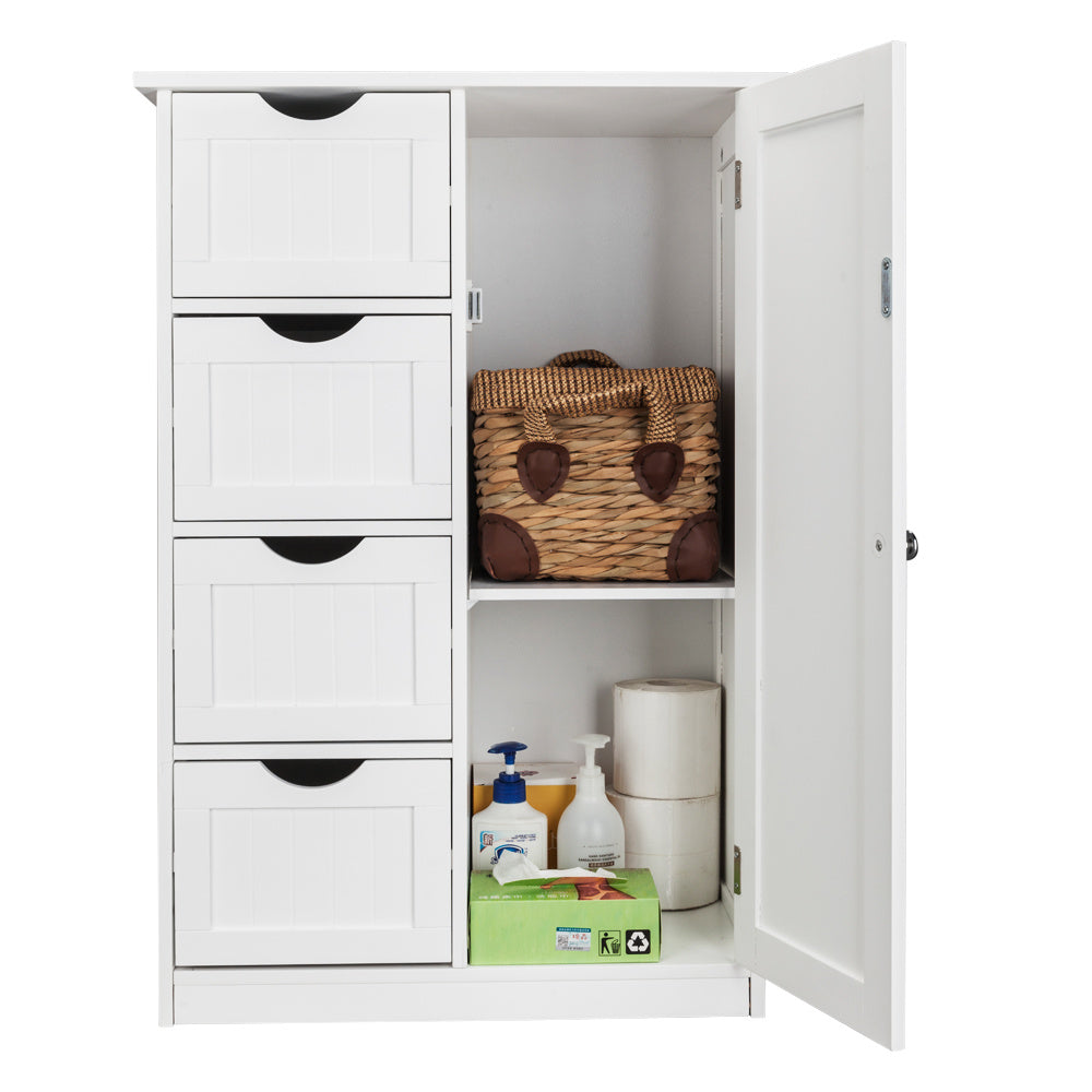US Local Four Drawer Single Door Bathroom Storage Cabinet