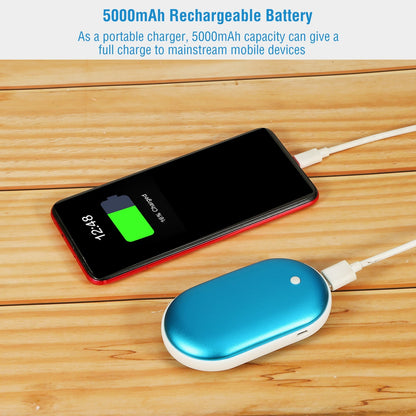 US Local 1Pc Portable Hand Warmer 5000mAh Power Bank Rechargeable Pocket Warmer Double-Sided Heating Handwarmer