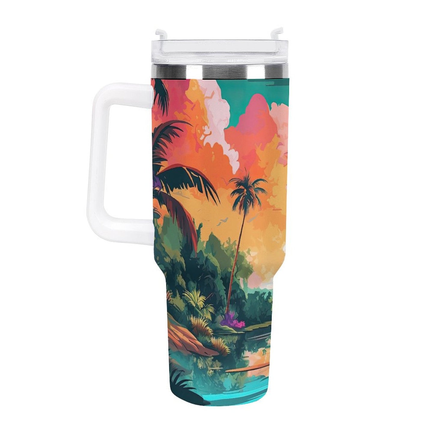 PHDT00143 POD US Local Tumbler 40 oz Large Capacity Car Cup Tropical, Island, Scenery