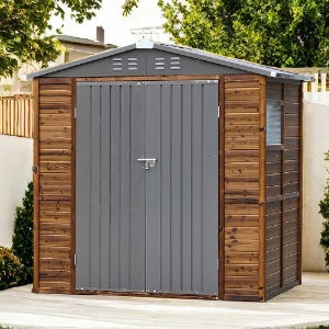US Local 4x6FT Iron-Wood Combination Tool Shed  A Perfect Blend Of Nature And Functionality