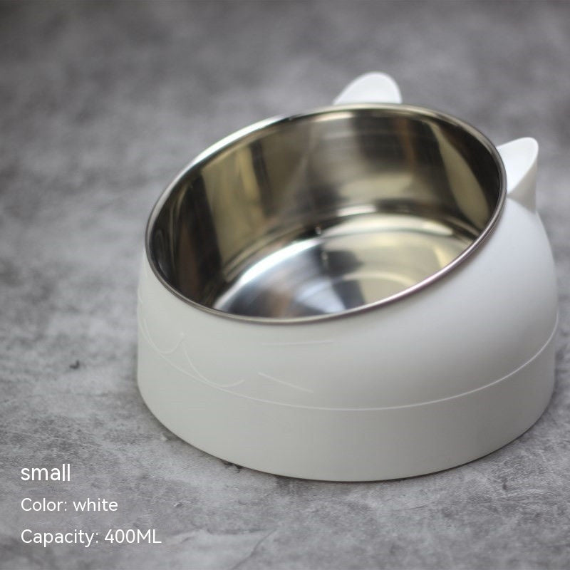 US Local Stainless Steel Dog Bowl Double Bowl Cervical Protection Oblique Mouth Hot Pet Food Basin Supplies