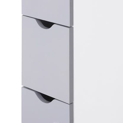 US Local 55  Tall Bathroom Cabinets, Narrow Storage Cabinet Freestanding Linen Tower With 2 Tier Shelf And Drawers, White