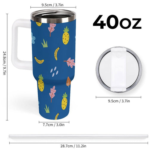 POD US Local Tumbler 40oz Large Capacity Car Cup Pineapple，blue Style
