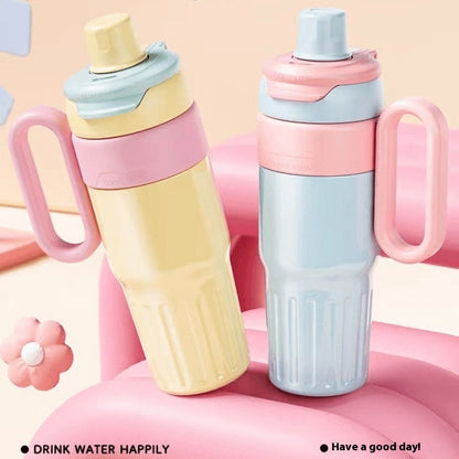 US Local 780ml Gradient Double Drink Thermal Cup Stainless Steel With Lid Coffee Cup Thermos Large Capacity Straw Cup For Male And Female