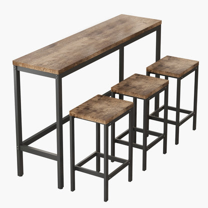 US Local Modern Kitchen Dining Pub Table Set With 3 Stools, Easy Assembly