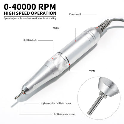 US Local 40000RPM Nail Drill Professional Cordless Electric Nail Drill Machine Rechargeable Portable Acrylic Gel Grinder Tools With 6 Bits And Sanding Bands For Manicure Pedicure Carve Polish