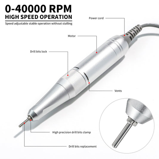 US Local 40000RPM Nail Drill Professional Cordless Electric Nail Drill Machine Rechargeable Portable Acrylic Gel Grinder Tools With 6 Bits And Sanding Bands For Manicure Pedicure Carve Polish