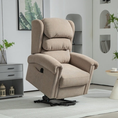 UK Local HOMCOM Velvet-Feel Electric Riser Recliner Chair - Khaki