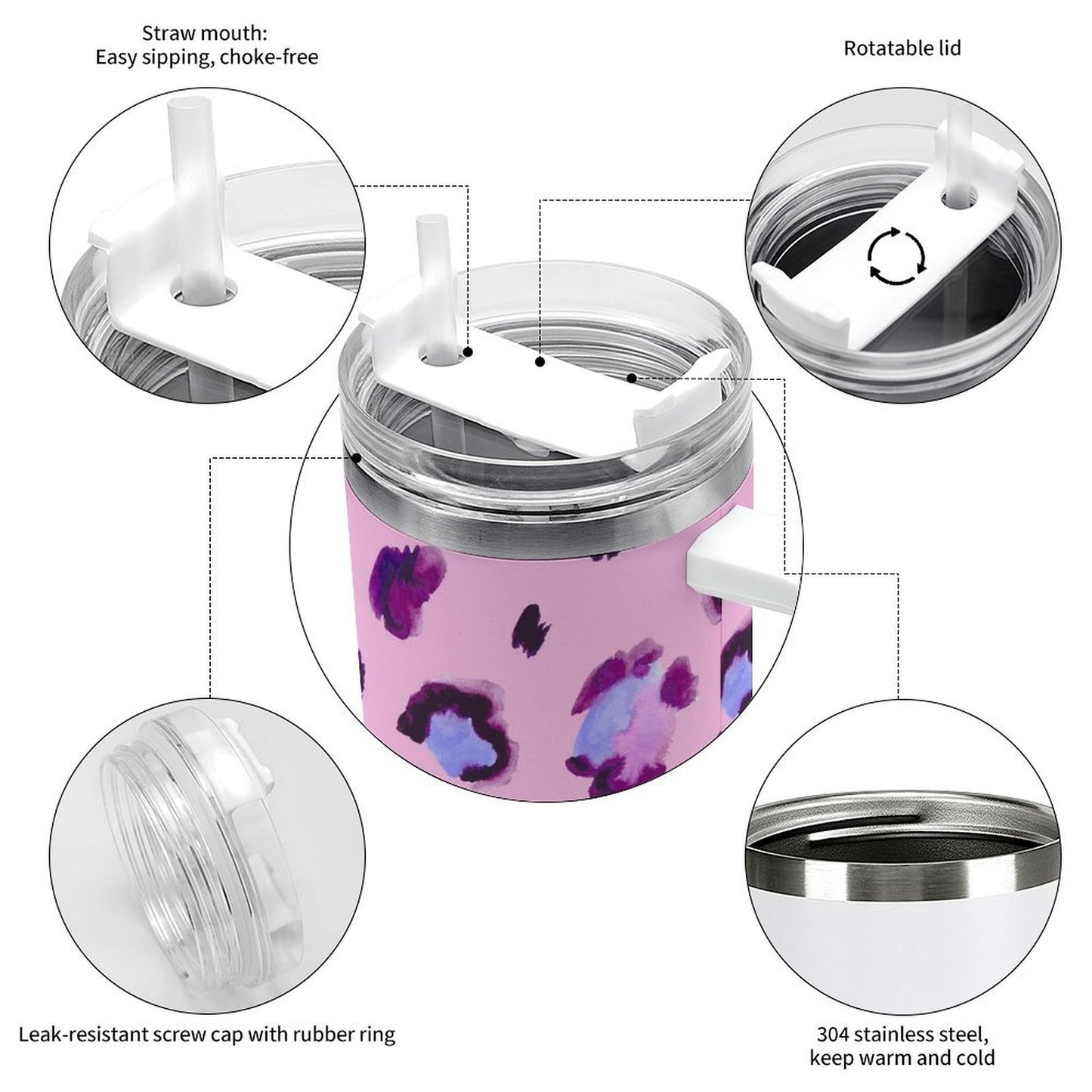 PHDT00396 POD US Local Tumbler 40 oz Large Capacity Car Cup Leopard