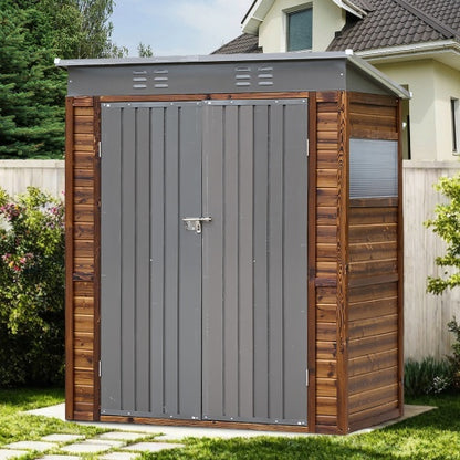 US Local 3x5FT Iron Wood Combination Tool Shed   A Perfect Blend Of Nature And Functionality