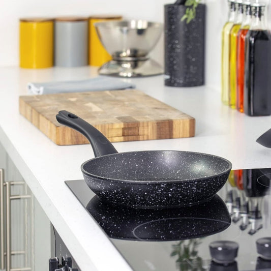 UK Local Non Stick Black Frying Pan Ceramic PTFE Coated For Gas Electric Induction