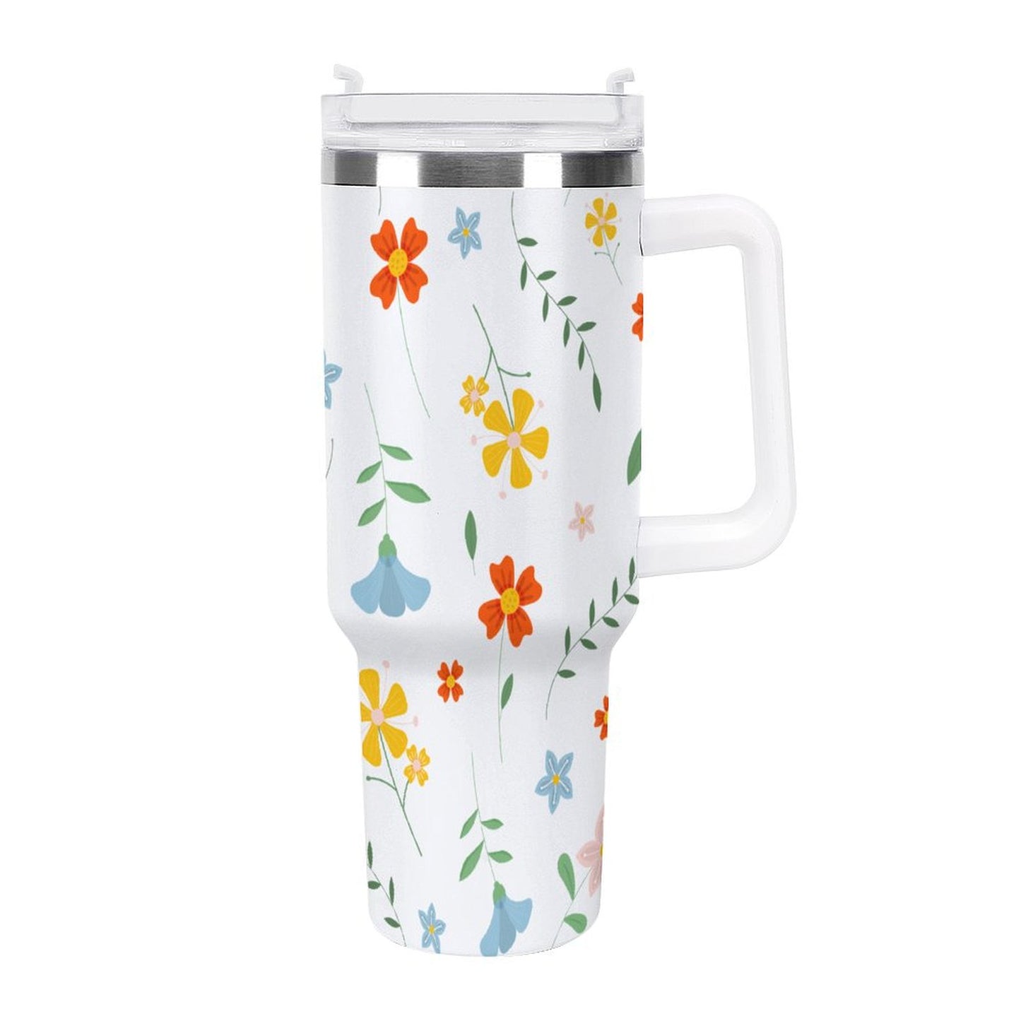 PHDT00374 POD US Local Tumbler 40 oz Large Capacity Car Cup Flowers, Rattan