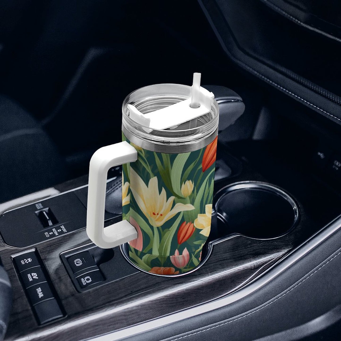 PHDT00371 POD US Local Tumbler 40 oz Large Capacity Car Cup Flowers, Gentle