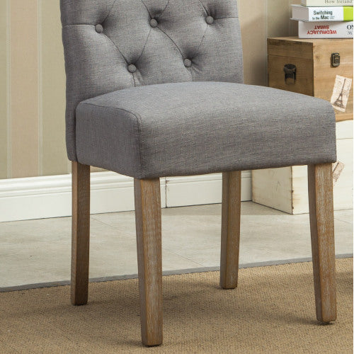 US Local Habit Solid Wood Tufted Parsons Dining Chair, Set Of 2, Grey