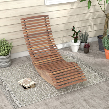 US Local Outdoor Acacia Wood Rocking Chair With Widened Slatted Seat And High Back