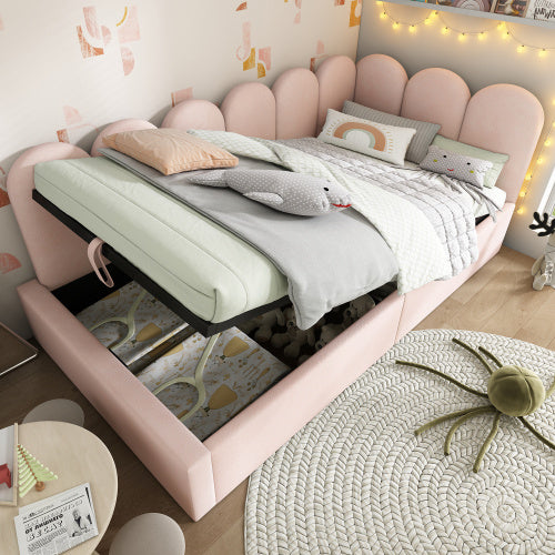 UK Local Upholstered Daybed Bed With Storage,Ottoman Bed 3FT Single Sofa Bed 90X190cm, Daybed With Hydraulic Storage Bed Frame, With Metal Slatted Frame, Velvet,  No Mattress
