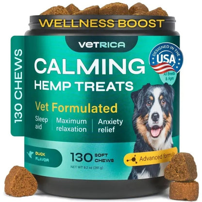 US Local Hemp Calming Chews for Dogs – Duck Flavor Anxiety Relief Treats with Hemp Seed Oil | Helps with Stress, Separation Anxiety & Storm Fear