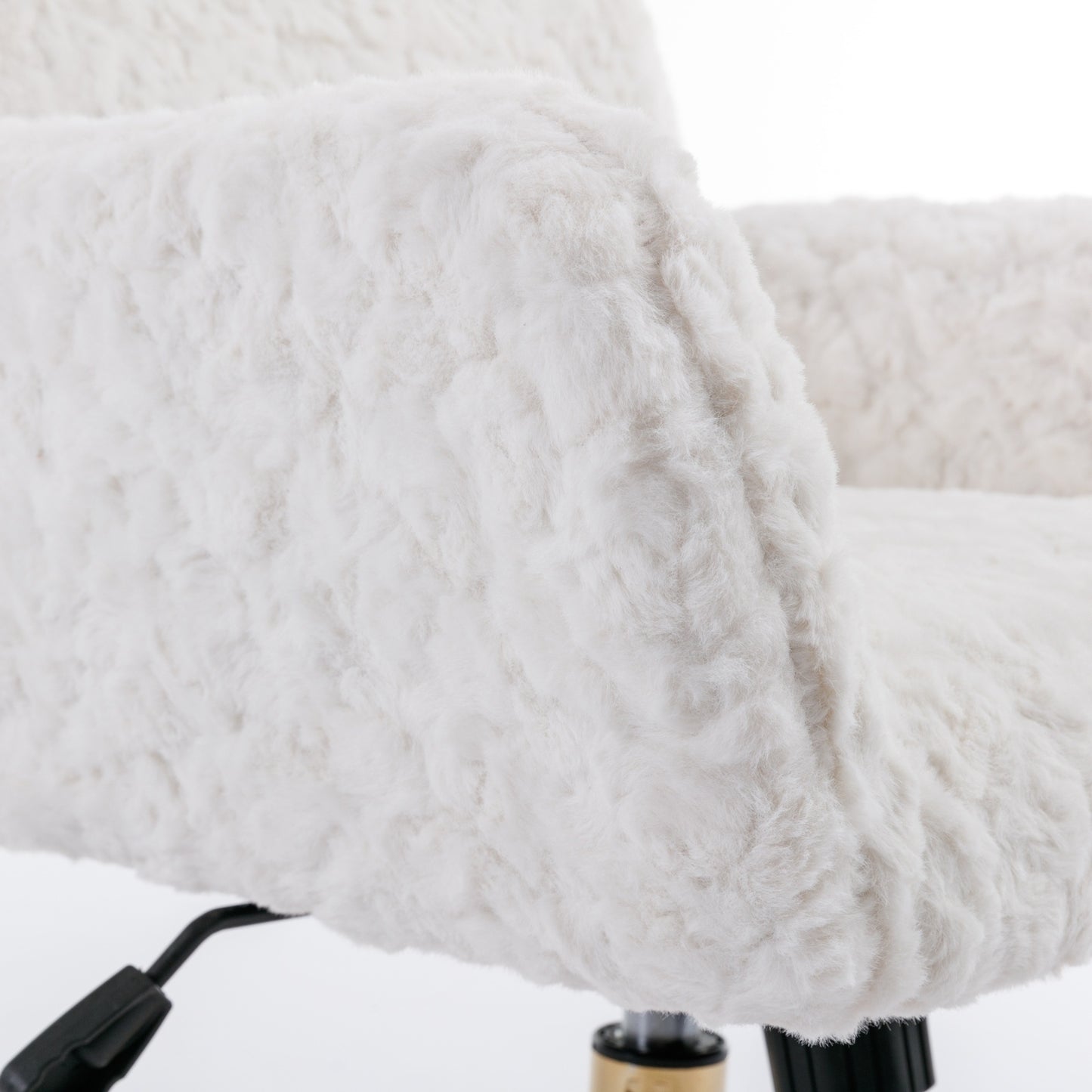 US Local A&A Furniture Rabbit Hair Office Chair With Golden Base, Adjustable