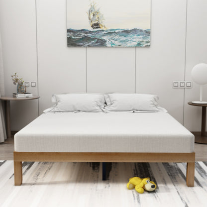 US Local Large Wooden Platform Bed Frame, No Spring Box Required, Solid Wood Batten Support, Easy To Assemble