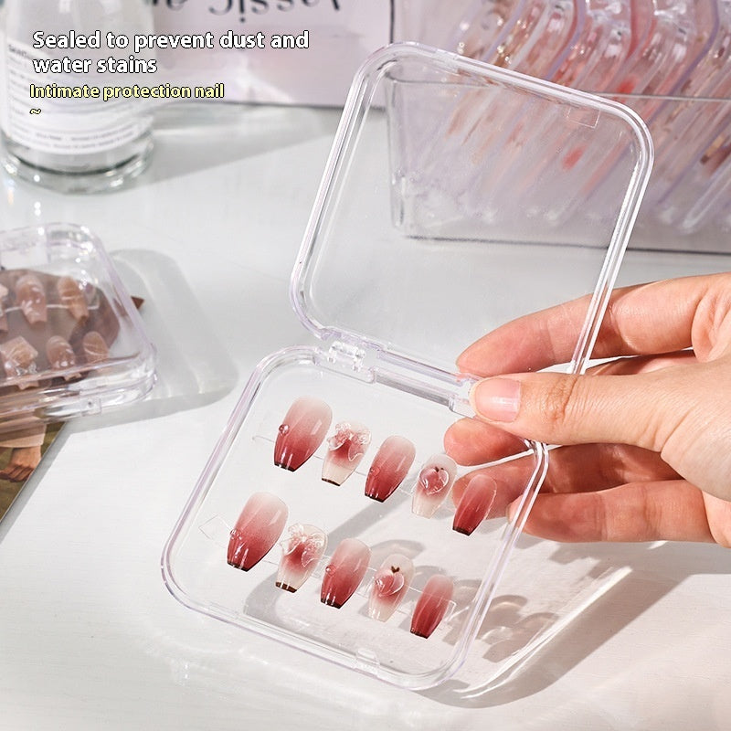 US Local Transparent Manicure Small Wear Nail Box Handmade Nail Storage Box