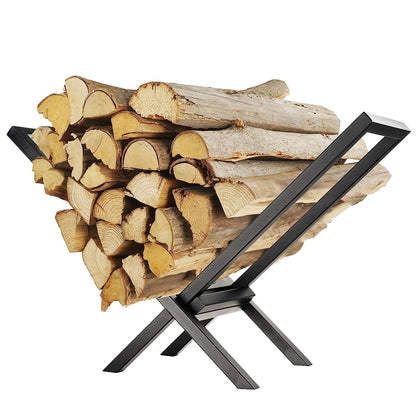 US Local 1 Pc Firewood Log Rack 220LBS Steel Wood Lumber Storage Stacking Rack X Shape Storage Holder For Fireplace Firepit