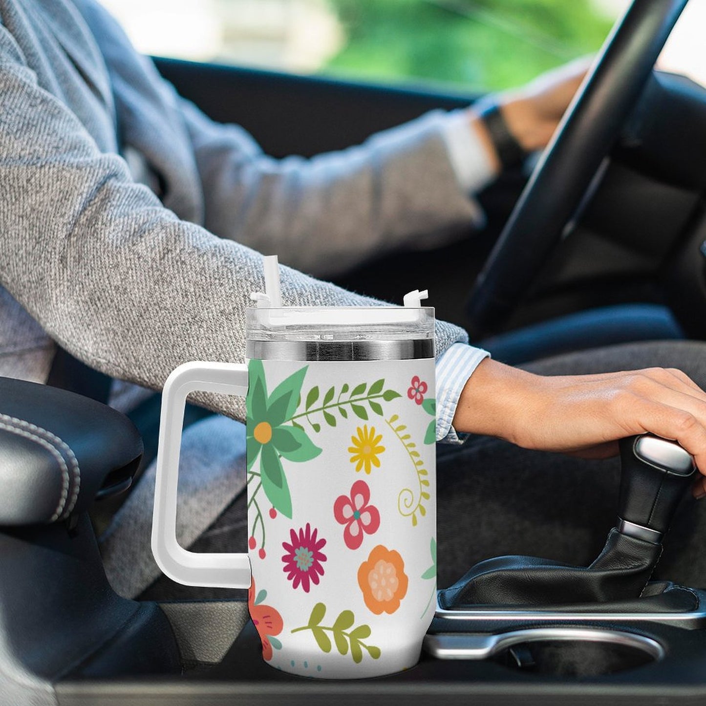 PHDT00065 POD US Local Tumbler 40 oz Large Capacity Car Cup Summer, Flowers