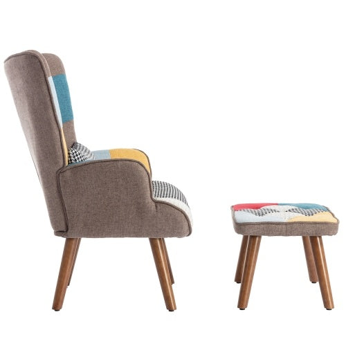 UK Local Multi-colour Lounge Chair With Footrest, Backrest And Cushion, Living Room Lounge Chair Combination