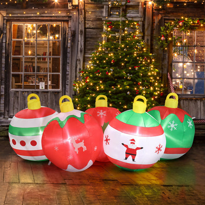 US Local 6.9ft Five Christmas Balls, Five LED Lights, Bundle Pocket, Christmas Inflatable Decoration