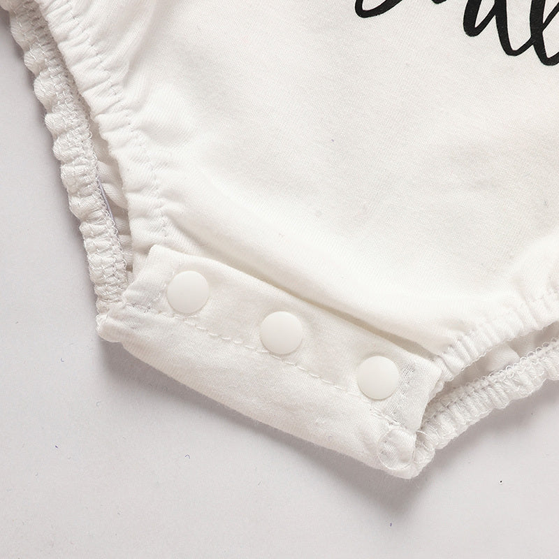 US Local Baby Girls' Mardi Gras Outfit Set Ruffle Sleeve Letter Print Bodysuit, Mesh Tutu Skirt & Hairband