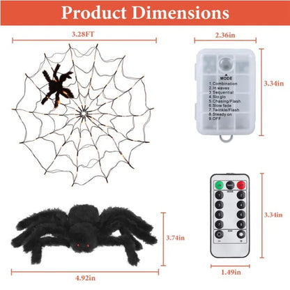 US Local 1Pc 3.28FT Spider Web Light With Hairy Spider